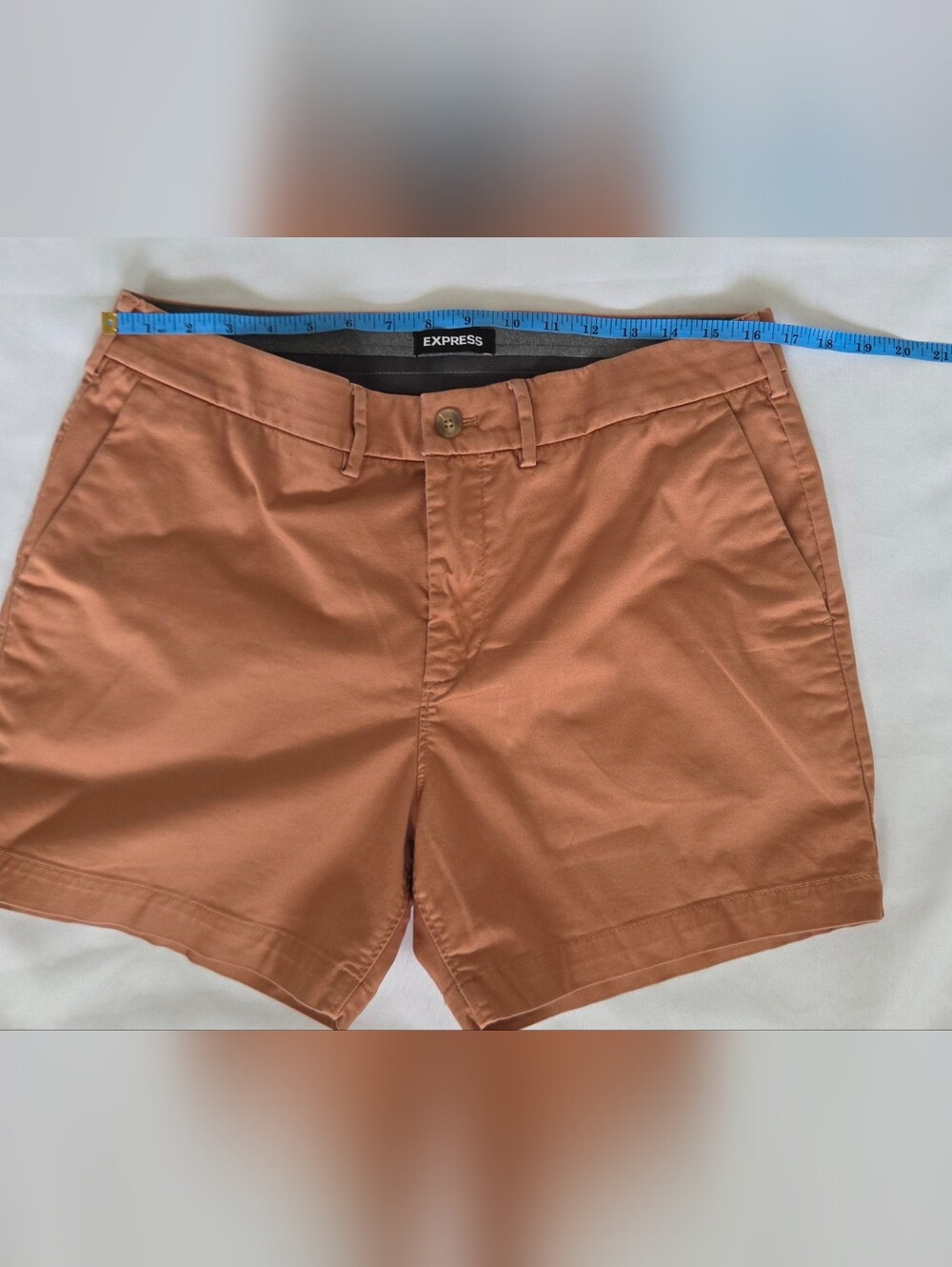 Express Rust Orange Flat Front Chino Shorts Size 33